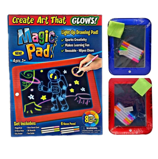 Tablero de Dibujo Magic Pad Luz Led con Marcadores y plantilla