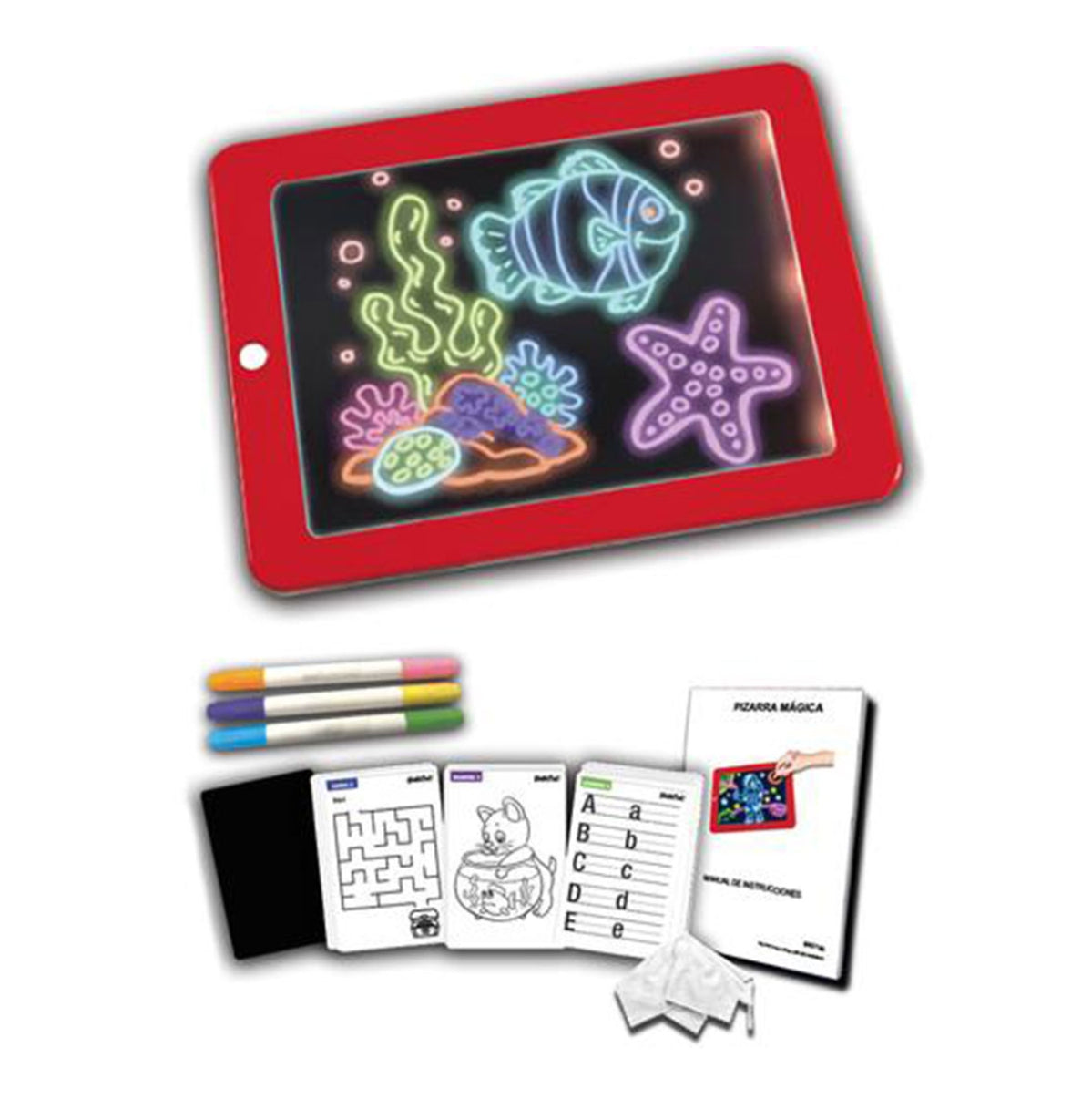 Tablero de Dibujo Magic Pad Luz Led con Marcadores y plantilla