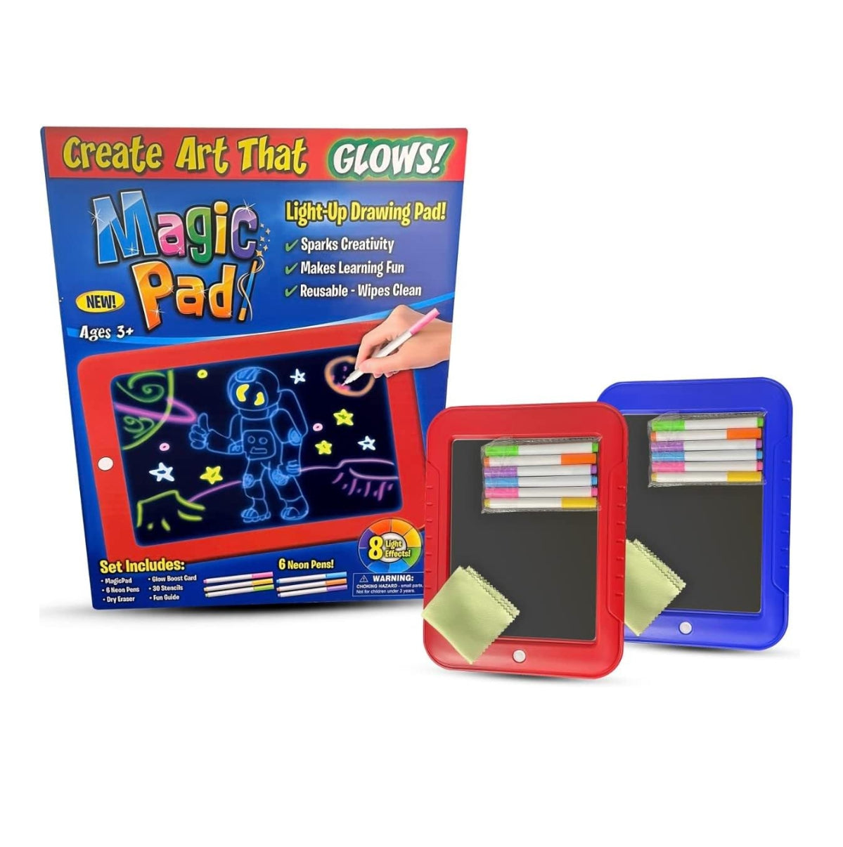 Tablero de Dibujo Magic Pad Luz Led con Marcadores y plantilla