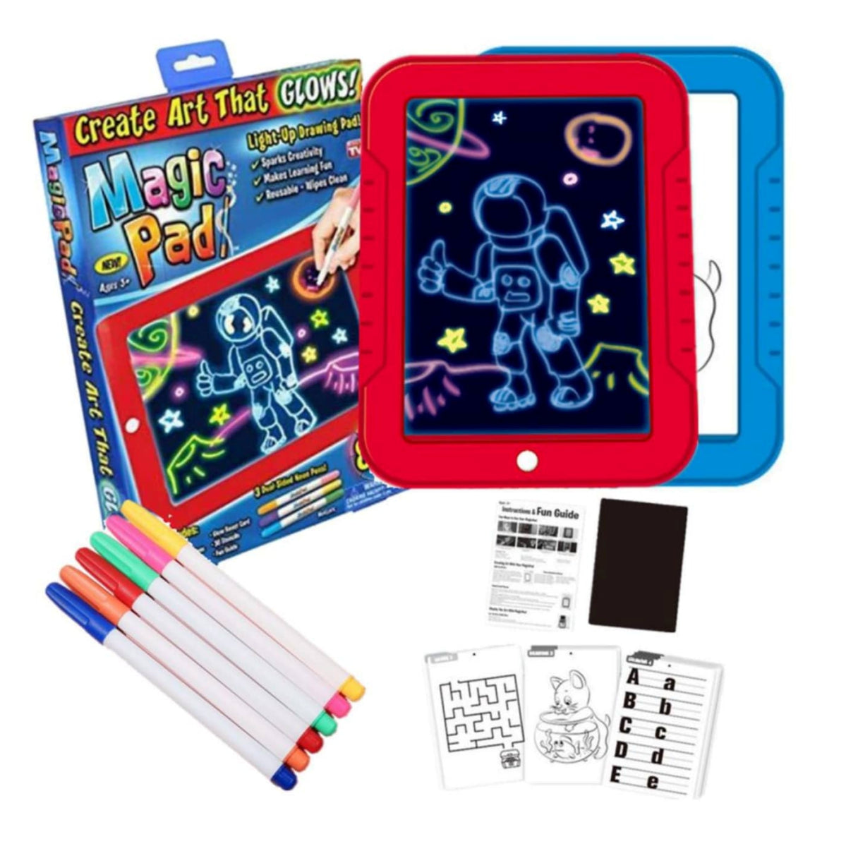 Tablero de Dibujo Magic Pad Luz Led con Marcadores y plantilla